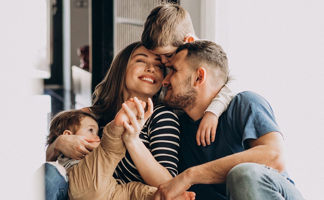 Young family sharing a happy moment