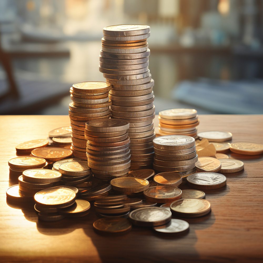 Stacks of gold coins